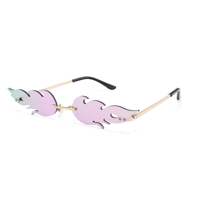 Unisex Fashionable Rimless Fire Flame Sunglasses