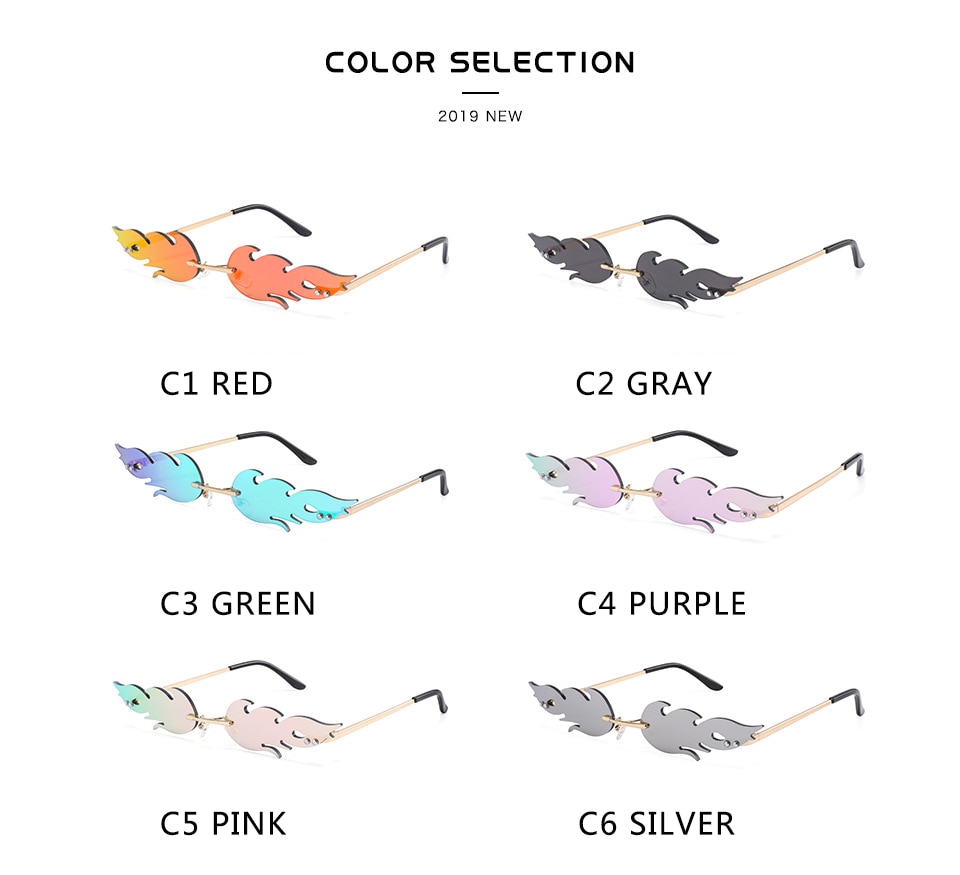 Unisex Fashionable Rimless Fire Flame Sunglasses