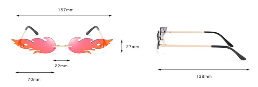 Unisex Fashionable Rimless Fire Flame Sunglasses