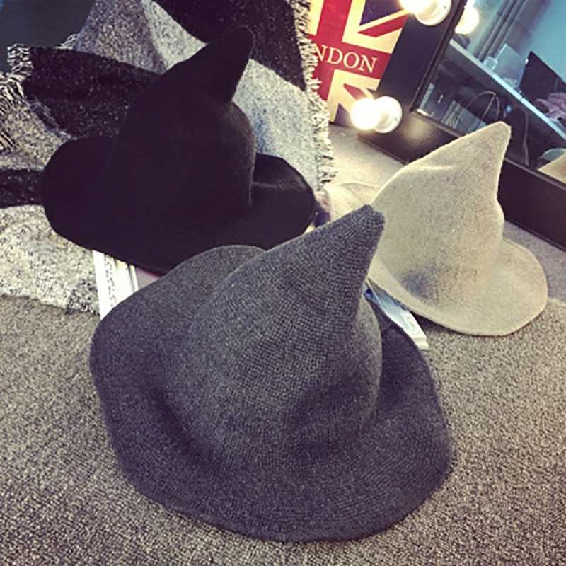 Unisex Halloween Knit Witch Hat