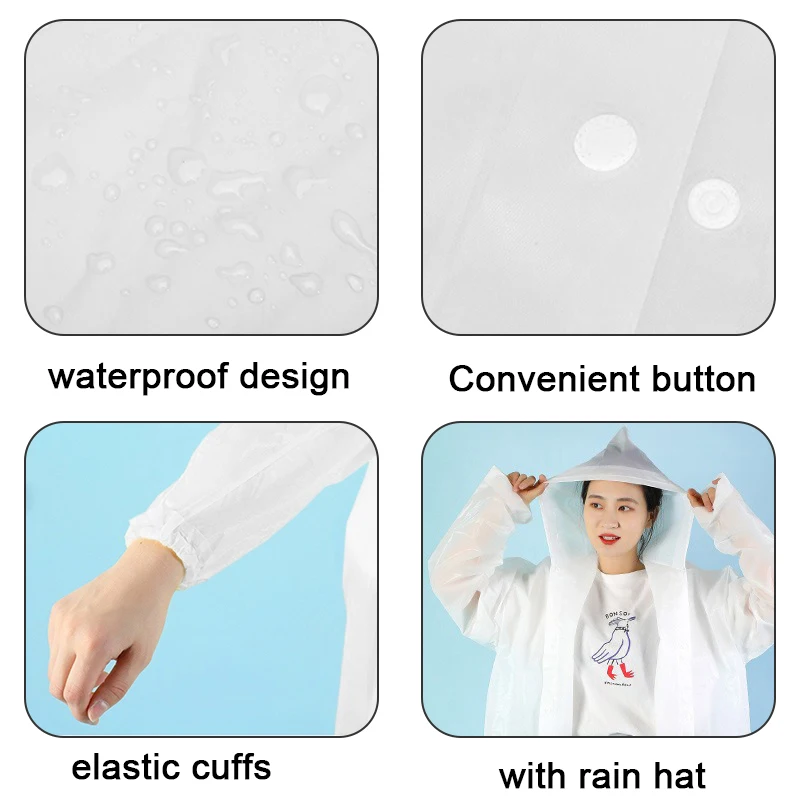 Unisex Raincoat Impermeable Thickened Waterproof Raincoat Tourism Outdoor Hiking Rain Poncho Raincoat Hooded Rain Coat