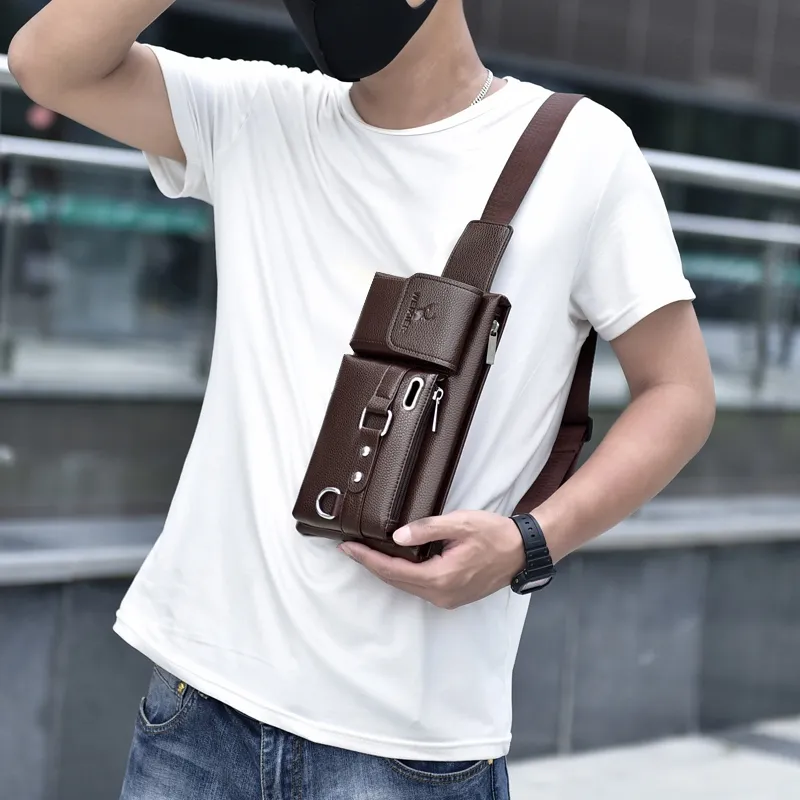 Unisex Single-Shoulder Multi-Function Sports Running Large-Capacity Waist Chest Bag Casual Messenger Wallet