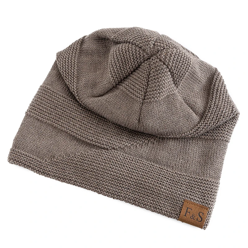 Unisex Slouchy Winter Hats Add Fur Lined Warm Beanie Cap Casual Label Decor Winter Knitted Hats Unisex Slouchy Winter Hats Add Fur Lined Warm Beanie Cap Casual Label Decor Winter Knitted Hats