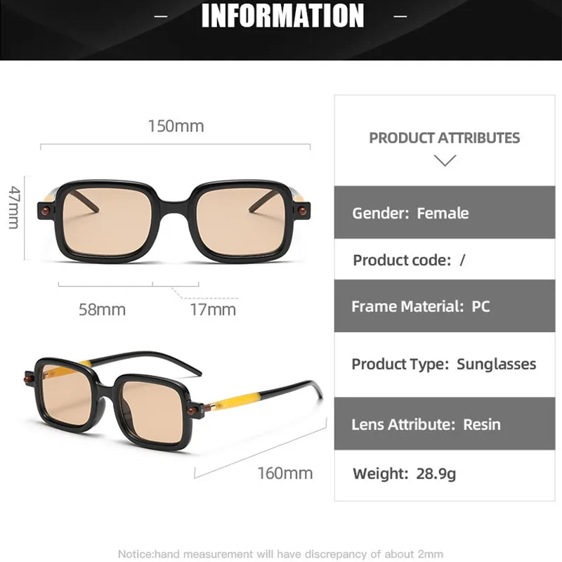 Unisex Square Sunglasses Vintage Punk Sun Glasses UV400