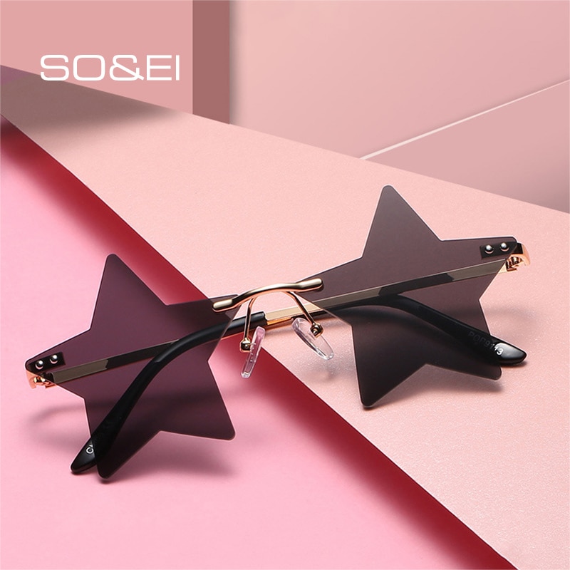 Unisex Star Sunglasses Unique Rimless Eyewear