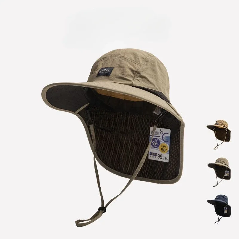 Unisex Summer Wide Brim Waterproof and Quick-drying Panama Caps Outdoor Visor Bucket Hats Mesh Breathable Sun Hat with