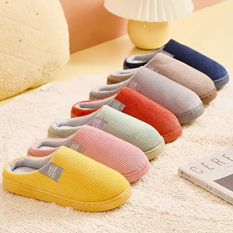 Unisex Thick Soft Bottom Home Slippers Household Plush Slippers Anti-slip Thermal Slippers Indoor Winter