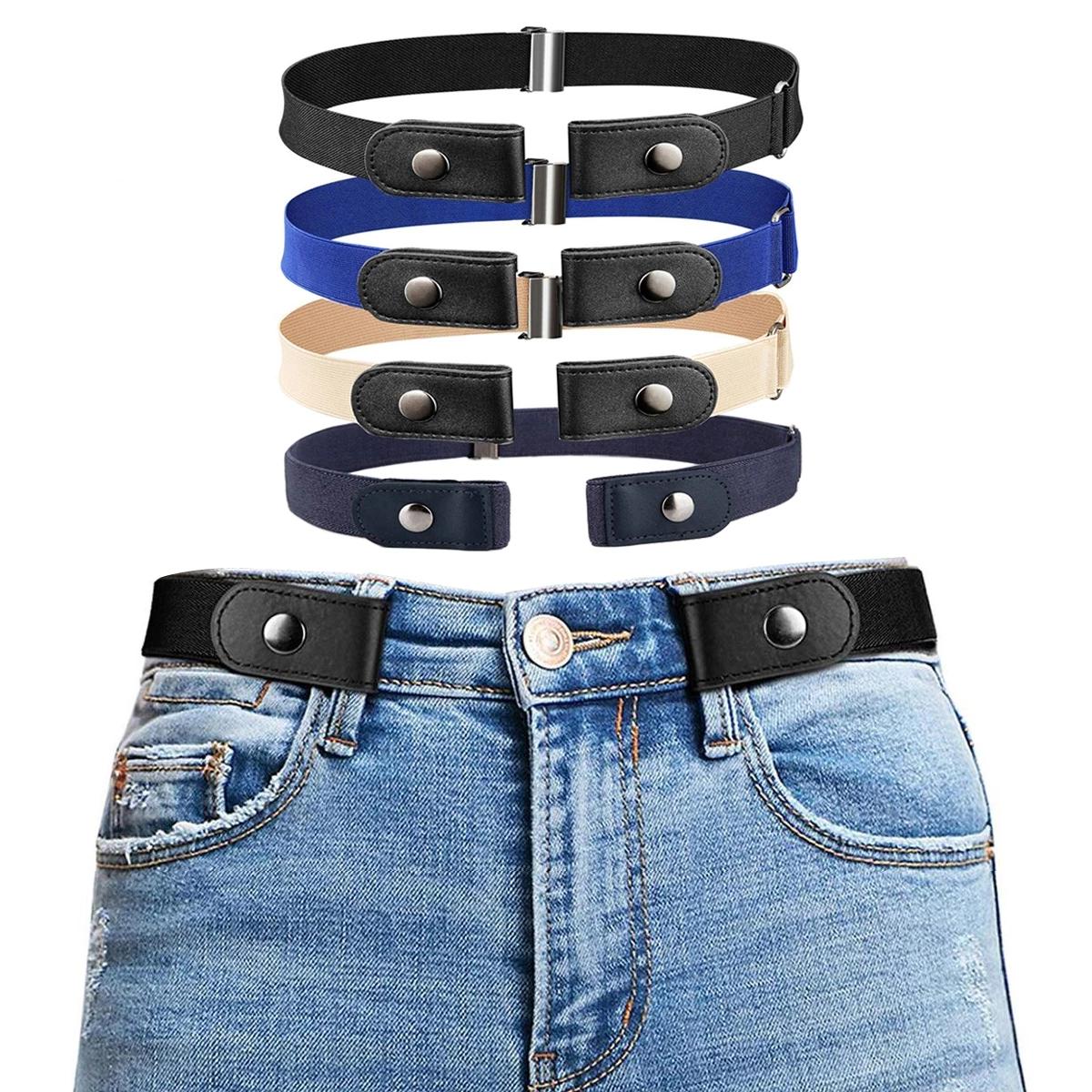 Unisex Universal No Buckle Stretch Elastic Waist Buckle Free Belts Unisex Universal No Buckle Stretch Elastic Waist Buckle Free Belts