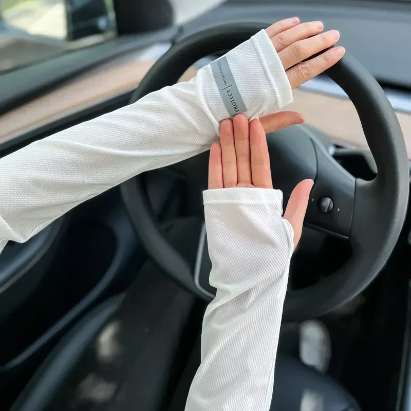 Unisex UV Protection Ice Sleeves Summer Sun Protection Arm Sleeves Outdoor Cycling Driving Arm Sleeves Gloves Sweat