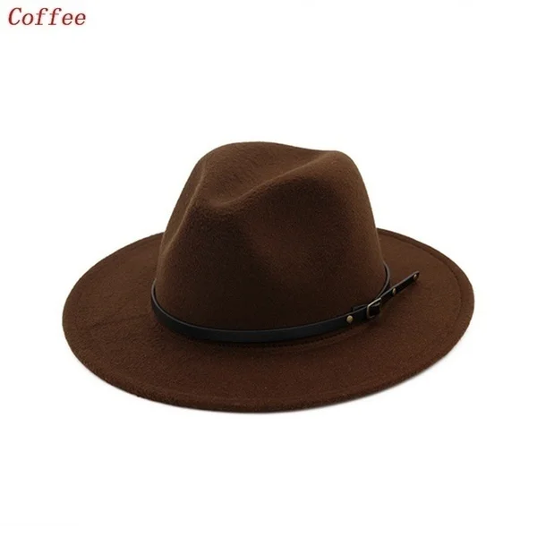 Unisex Vintage Wide Brim Hat Church Party Felt Jazz Cap Cowboy Hat Unisex Vintage Wide Brim Hat Church Party Felt Jazz Cap Cowboy Hat
