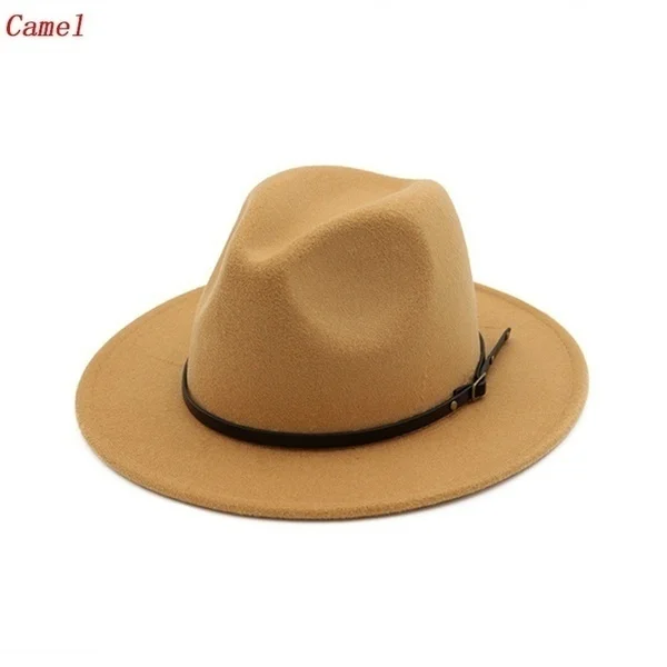Unisex Vintage Wide Brim Hat Church Party Felt Jazz Cap Cowboy Hat Unisex Vintage Wide Brim Hat Church Party Felt Jazz Cap Cowboy Hat