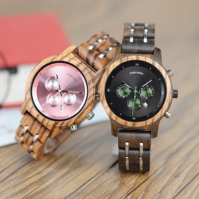 Unisex Wood and Metal Watch