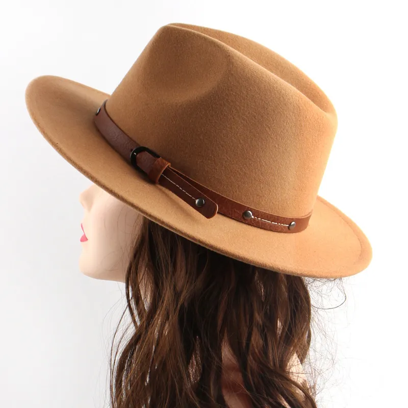 Unisex Wool Fedora Hat Winter Autumn Fashion Church Jazz Hats Viking British Flat Brim Felt Hat Outdoor Casual Fedoras