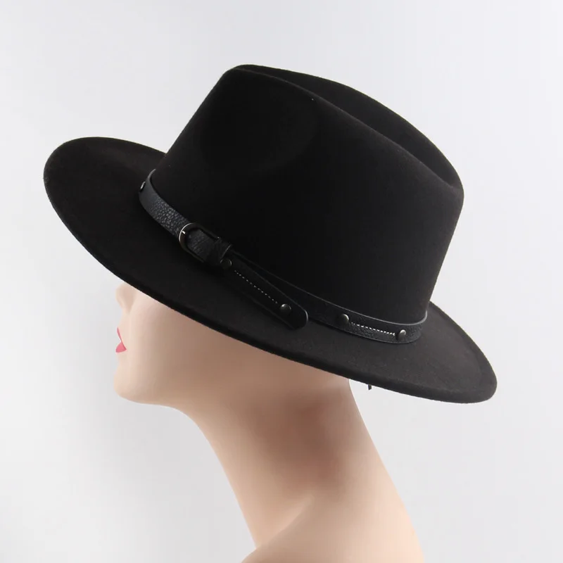 Unisex Wool Fedora Hat Winter Autumn Fashion Church Jazz Hats Viking British Flat Brim Felt Hat Outdoor Casual Fedoras