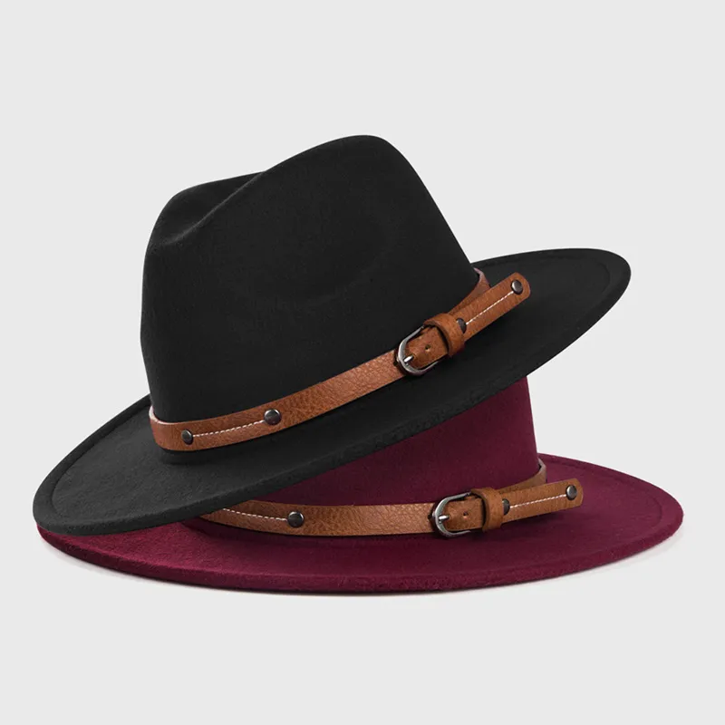 Unisex Wool Fedora Hat Winter Autumn Fashion Church Jazz Hats Viking British Flat Brim Felt Hat Outdoor Casual Fedoras
