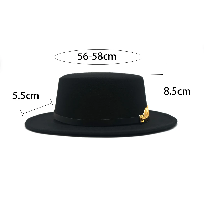 Unisex Wool Vintage Trilby Felt Fedora Hat Ribbon With Wide Brim Elegant Flat top Jazz Cap
