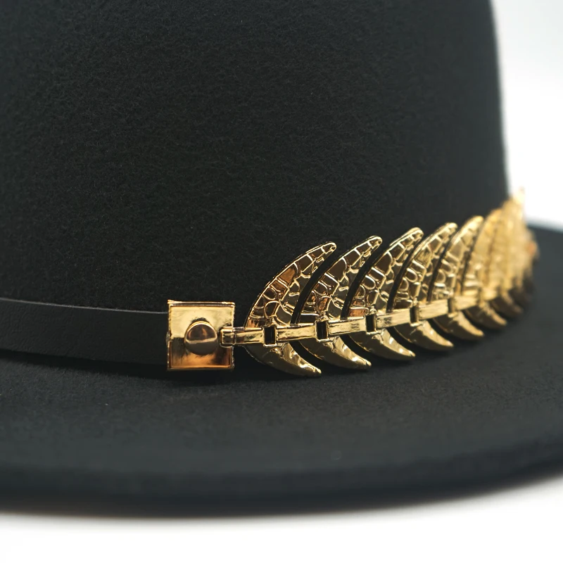 Unisex Wool Vintage Trilby Felt Fedora Hat Ribbon With Wide Brim Elegant Flat top Jazz Cap