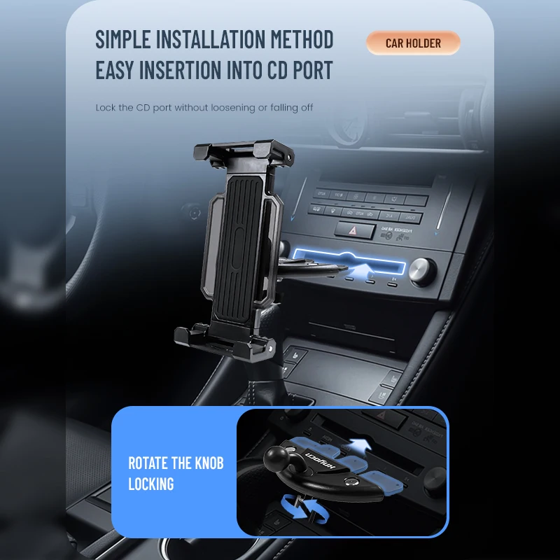 Universal 4-13 inch Tablet Stand Car CD Slot 360° Rotating Mount Holder For Ipad Pro Air 11 Xiaomi Samsung Huawei Tab