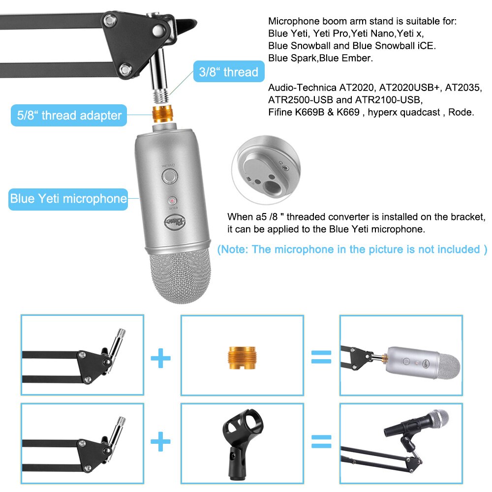 Universal Adjustable Desk Clamp Mic Stand Universal Adjustable Desk Clamp Mic Stand