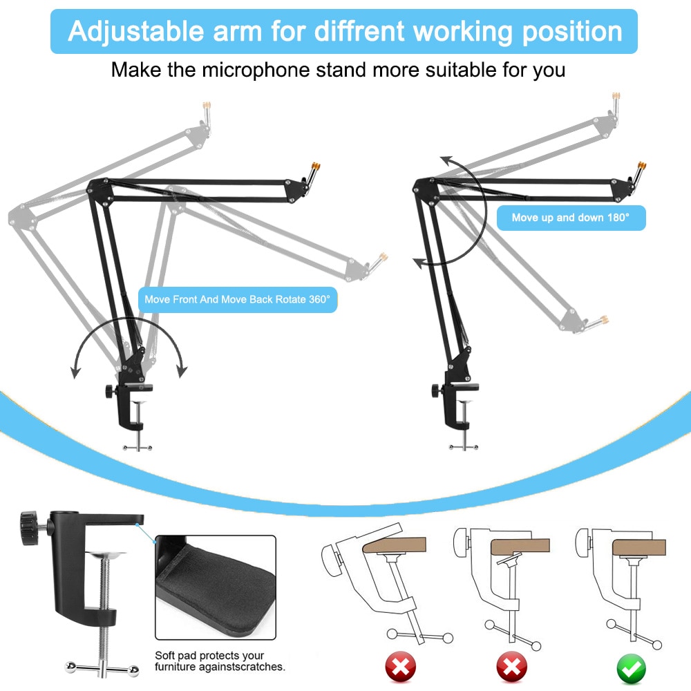 Universal Adjustable Desk Clamp Mic Stand Universal Adjustable Desk Clamp Mic Stand