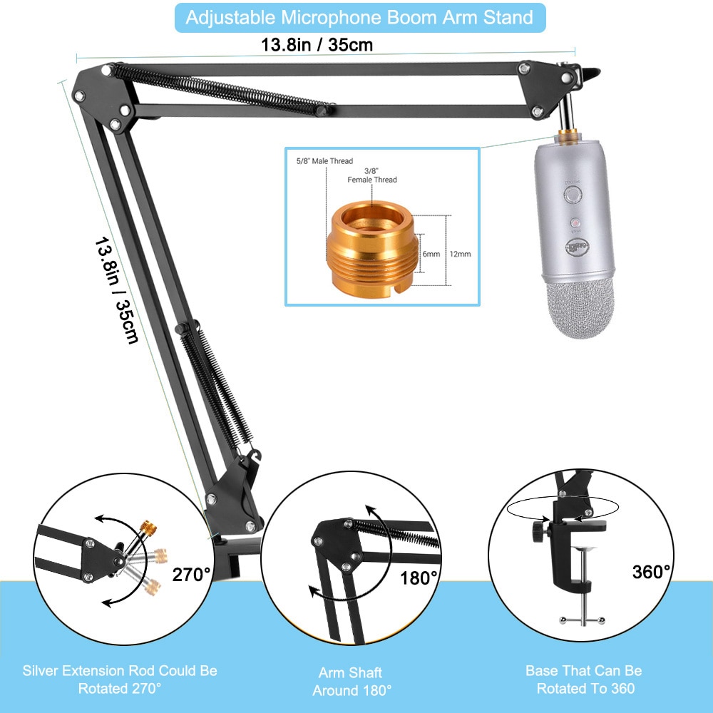 Universal Adjustable Desk Clamp Mic Stand Universal Adjustable Desk Clamp Mic Stand