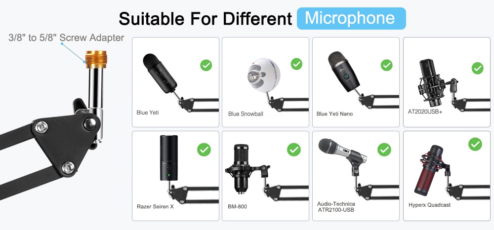 Universal Adjustable Desk Clamp Mic Stand Universal Adjustable Desk Clamp Mic Stand