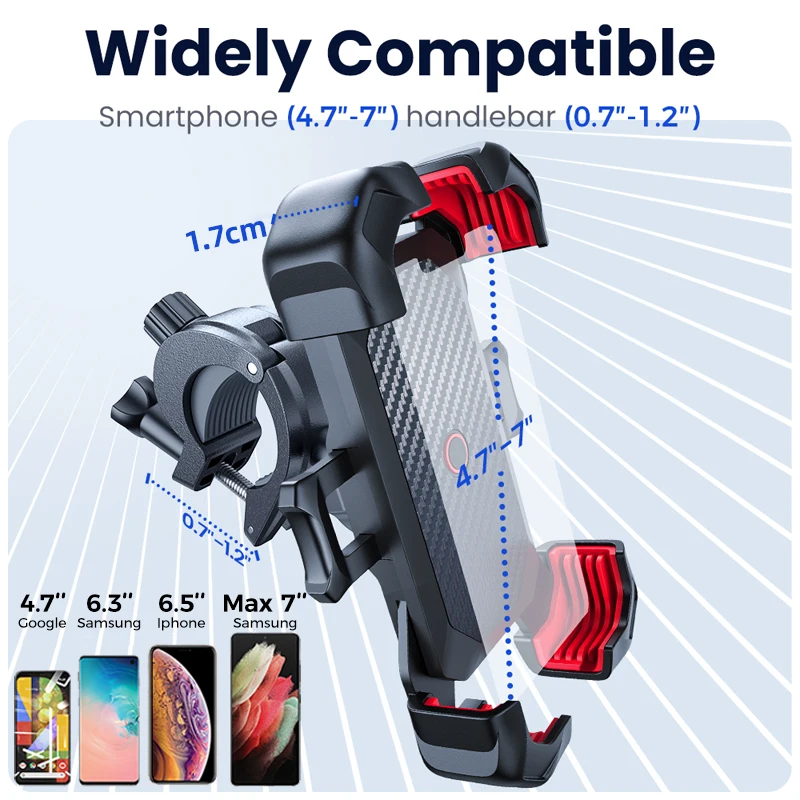 Universal Bike Phone Holder 360° View Bicycle Phone Holder for 4.7-7 inch Mobile Phone Stand Shockproof Bracket GPS Clip