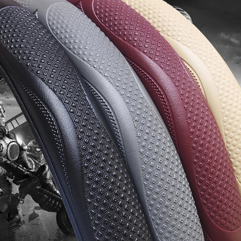 Universal Car Steering Wheel Cover Breathable Anti Slip Leather Steering Covers Universal Car Steering Wheel Cover Breathable Anti Slip Leather Steering Covers