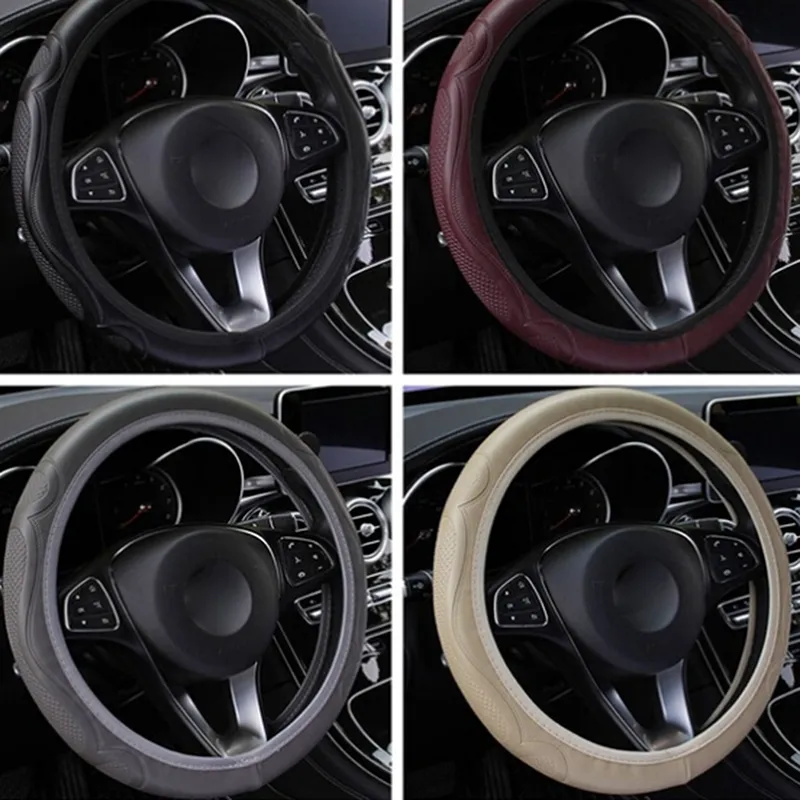 Universal Car Steering Wheel Cover Breathable Anti Slip Leather Steering Covers