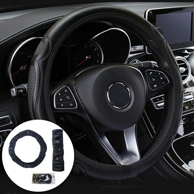 Universal Car Steering Wheel Cover Breathable Anti Slip Leather Steering Covers