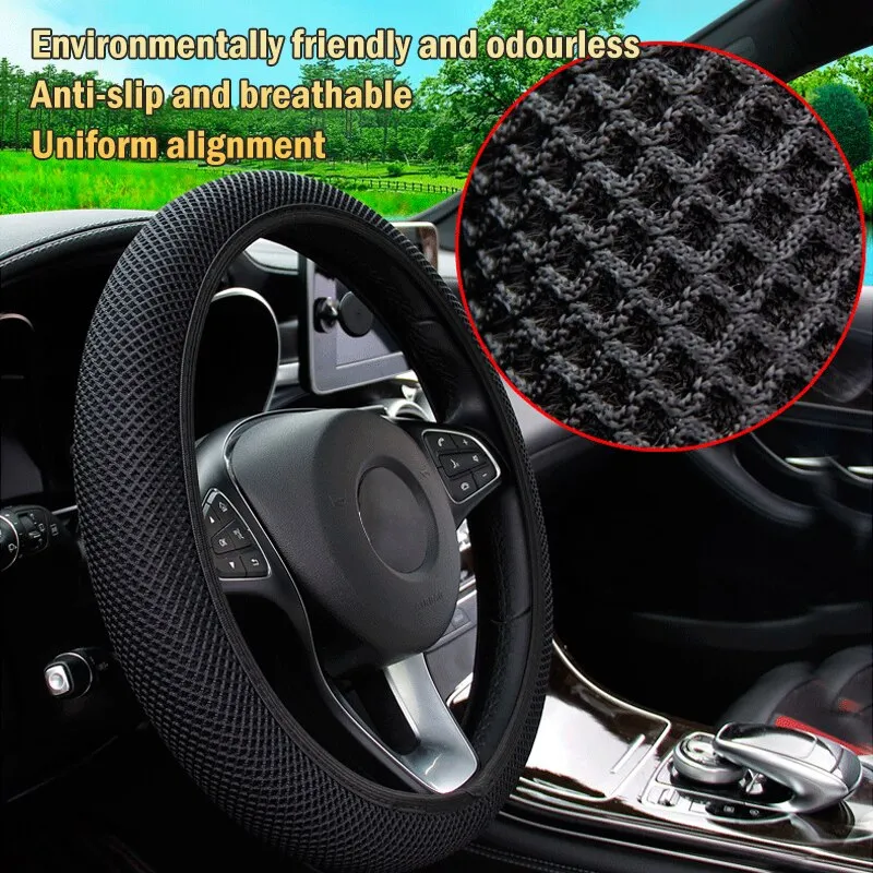 Universal Fashion Car Steering Wheel Cover Without Inner Ring Elastic Grip For Easy Installation And Removal Non Slip Universal Fashion Car Steering Wheel Cover Without Inner Ring Elastic Grip For Easy Installation And Removal Non Slip