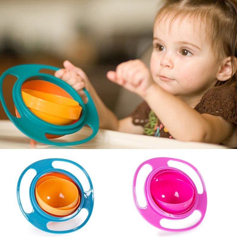 Universal Gyro Bowl 360 Degree Rotation Spill Resistant Feeding Dishes for Baby Training Children Rotary Balance