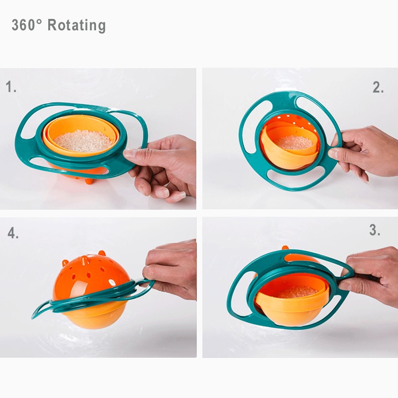 Universal Gyro Bowl 360 Degree Rotation Spill Resistant Feeding Dishes for Baby Training Children Rotary Balance Universal Gyro Bowl 360 Degree Rotation Spill Resistant Feeding Dishes for Baby Training Children Rotary Balance