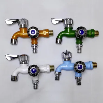 Universal Interface Faucet Double Outlet Dual Control Water Tap Home Bathroom Hose Irrigation Fitting Plastic Connector