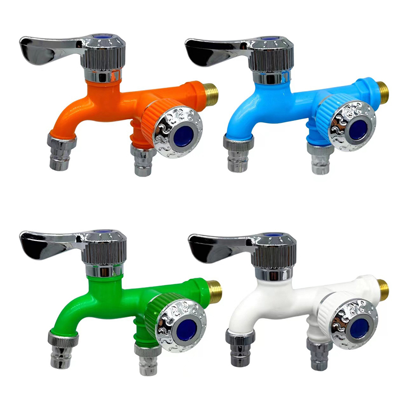 Universal Interface Faucet Double Outlet Dual Control Water Tap Home Bathroom Hose Irrigation Fitting Plastic Connector