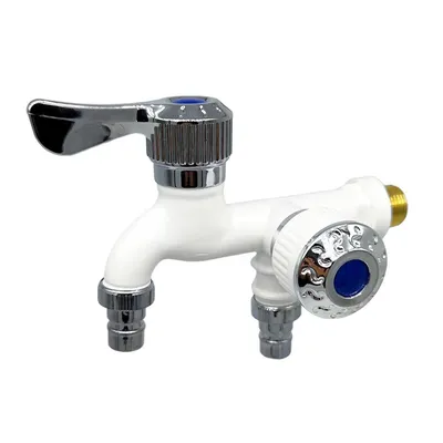 Universal Interface Faucet Double Outlet Dual Control Water Tap Home Bathroom Hose Irrigation Fitting Plastic Connector