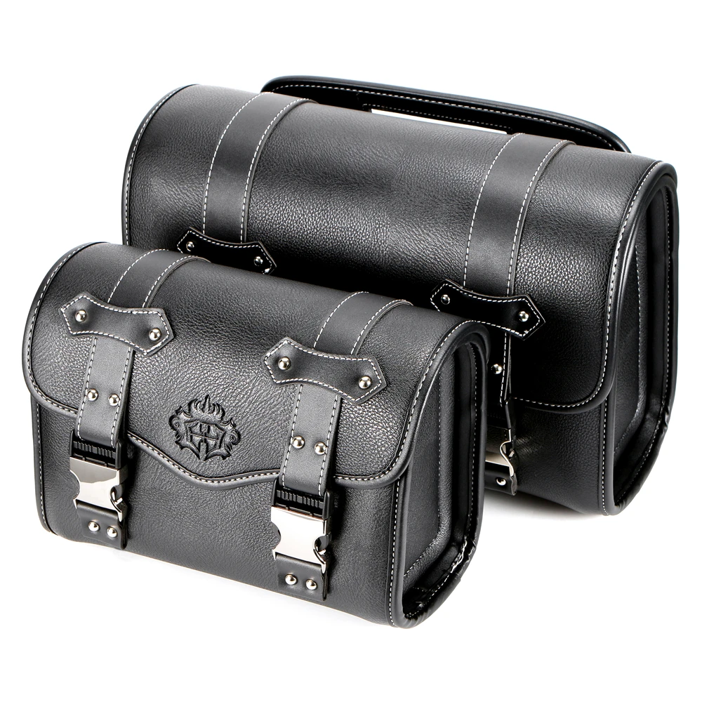 Universal Motorcycle Saddlebags Fork Bag PU Leather Luggage Pouch Side Tool Bag Saddle Bag for for Honda for Bmw for