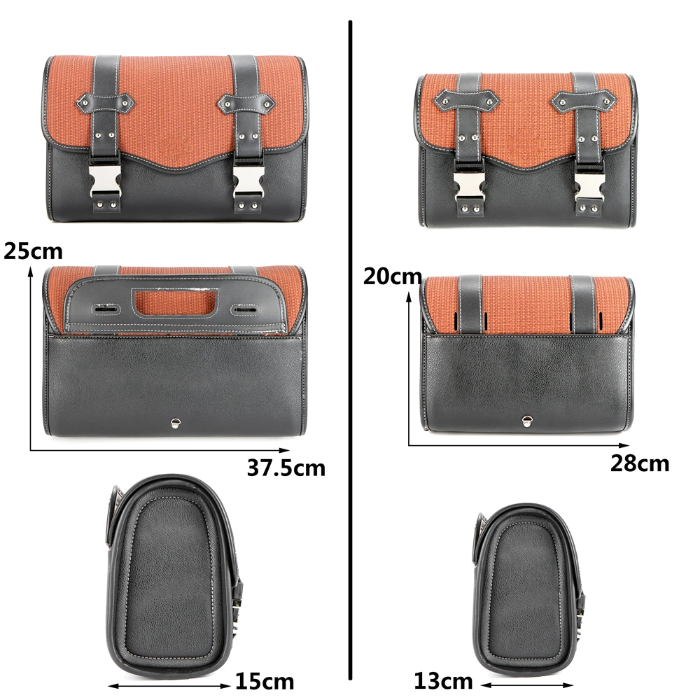 Universal Motorcycle Saddlebags Fork Bag PU Leather Luggage Pouch Side Tool Bag Saddle Bag for for Honda for Bmw for