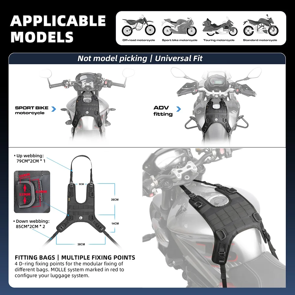 Universal Multi-Purpose Motorcycle Tank Bag Base Off-Road Compatible with Motorcycle Tank Vests Set Universal Multi-Purpose Motorcycle Tank Bag Base Off-Road Compatible with Motorcycle Tank Vests Set