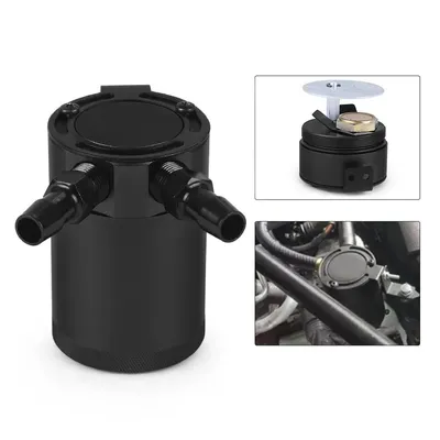Universal Oil Catch Can Compact Baffled 2-Port Aluminum Reservoir Oil Catch Tank Fuel Tank Parts Two hole breathable Universal Oil Catch Can Compact Baffled 2-Port Aluminum Reservoir Oil Catch Tank Fuel Tank Parts Two hole breathable
