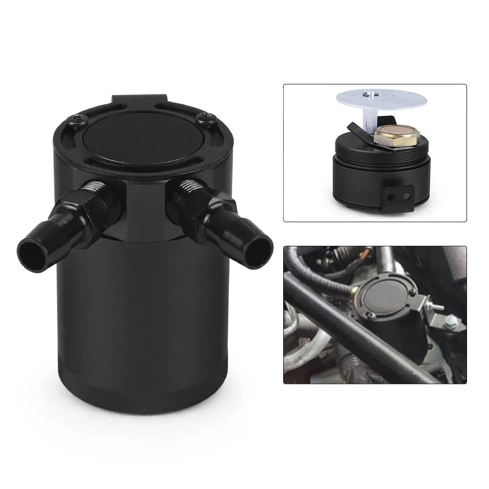 Universal Oil Catch Can Compact Baffled 2-Port Aluminum Reservoir Oil Catch Tank Fuel Tank Parts Two hole breathable Universal Oil Catch Can Compact Baffled 2-Port Aluminum Reservoir Oil Catch Tank Fuel Tank Parts Two hole breathable