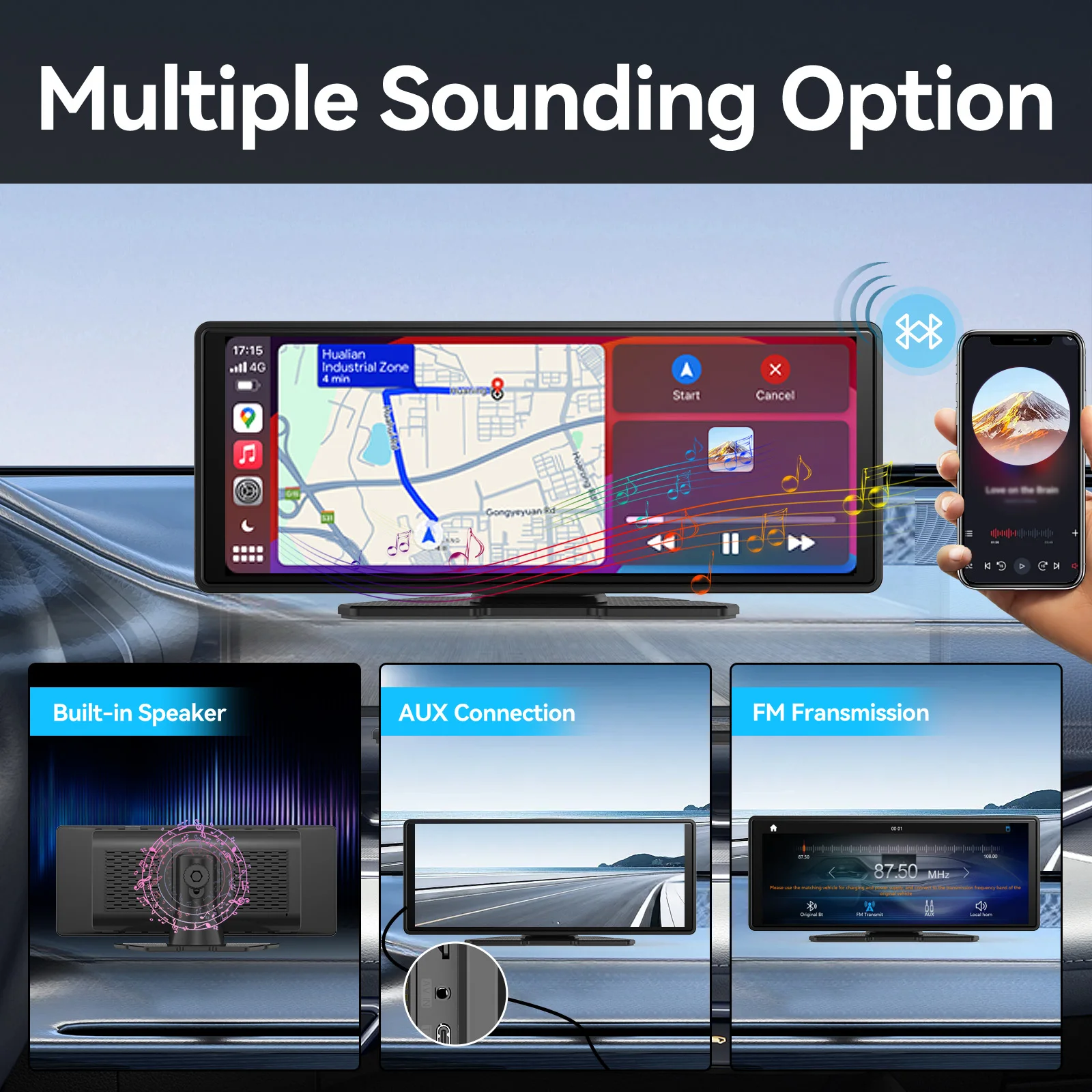 Universal Portable Carplay for Car Screen, Wireless Carplay Screen Wireless Car Stereo with Carplay Android Auto, Car