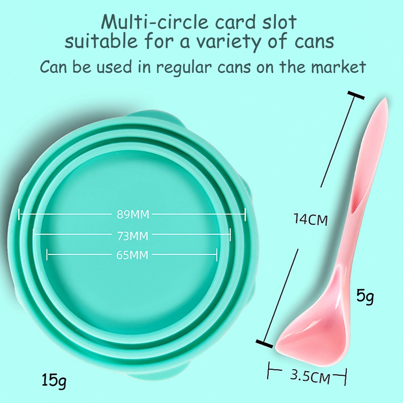 Universal Reusable Silicone Cat Food Lid with Spoon Universal Reusable Silicone Cat Food Lid with Spoon