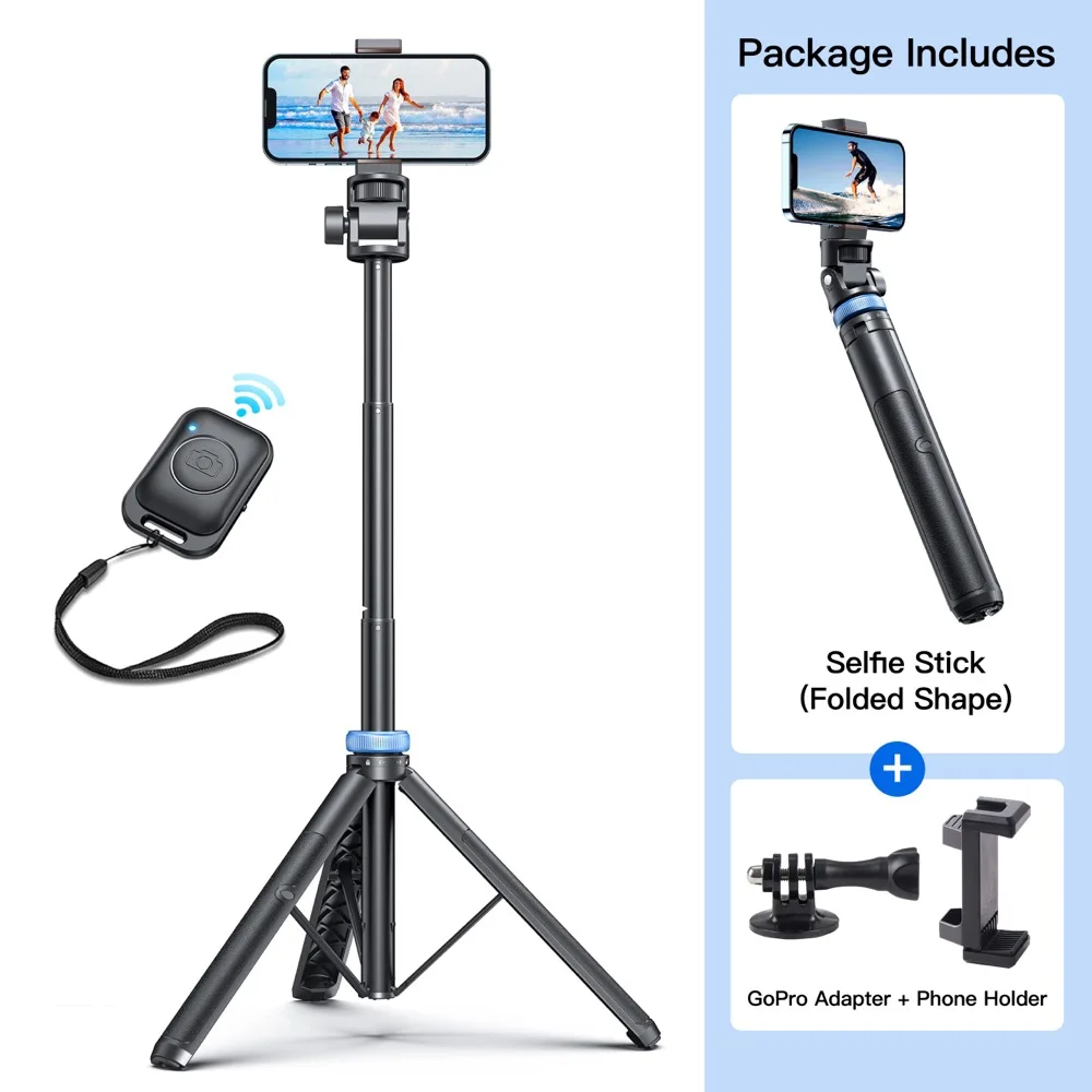 Universal Selfie Stick Tripod Lightweight With Wireless Bluetooth Remote Tripod Stand