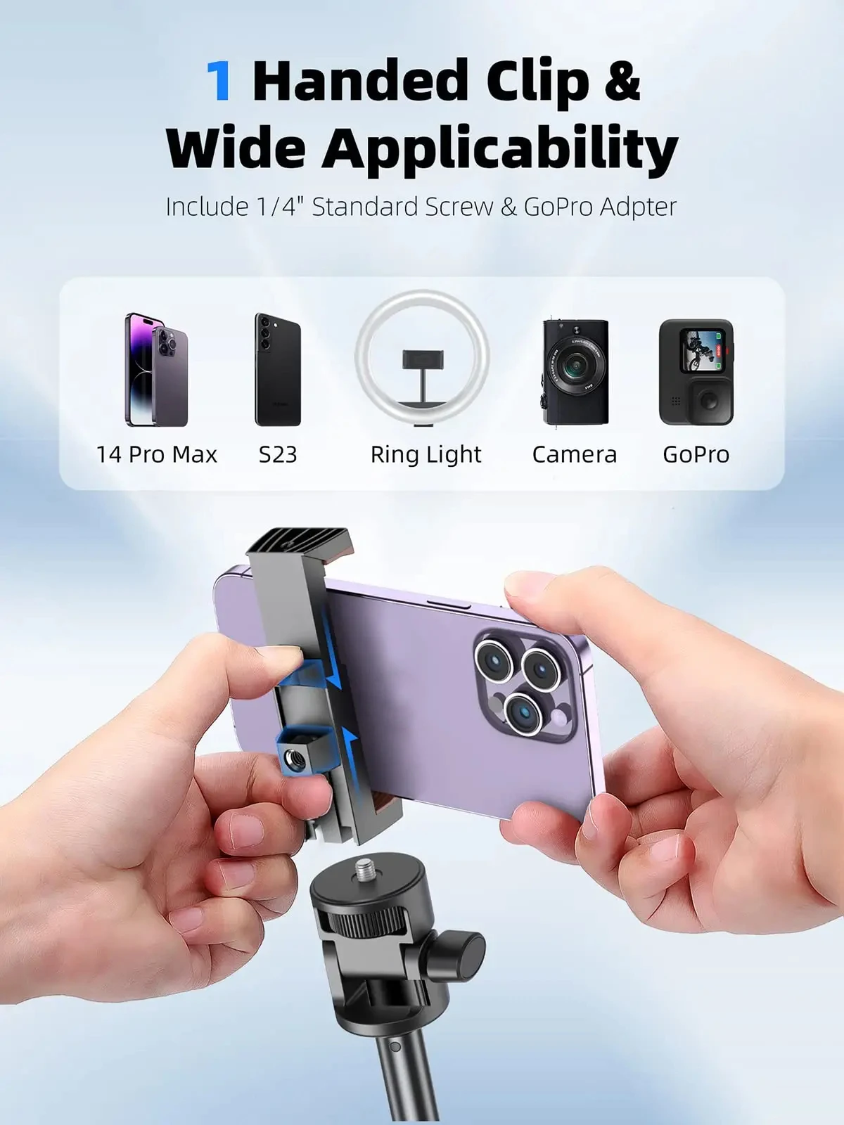 Universal Selfie Stick Tripod Lightweight With Wireless Bluetooth Remote Tripod Stand
