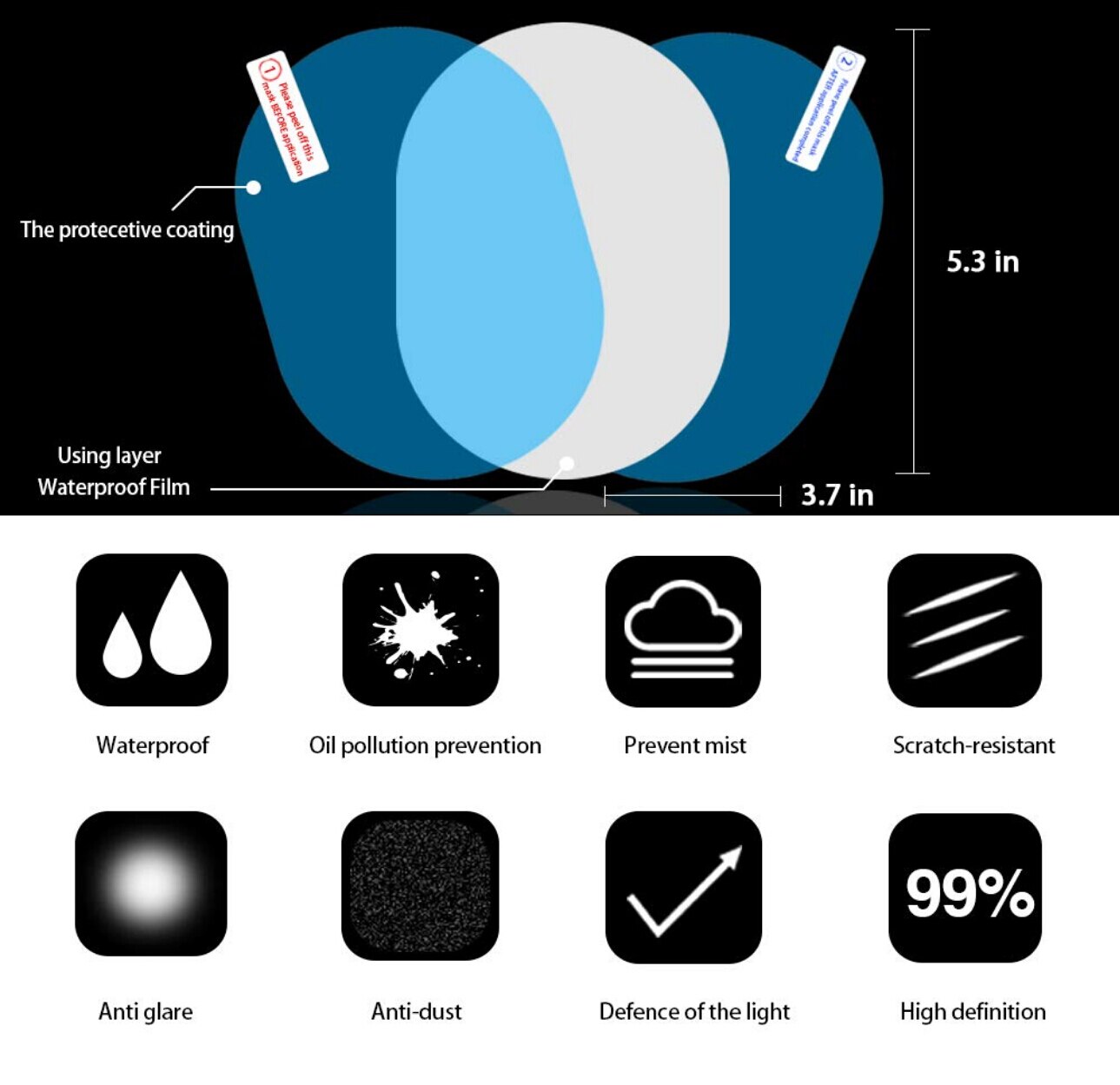 Universal Side Mirror Waterproof Films (2pcs) Universal Side Mirror Waterproof Films (2pcs)