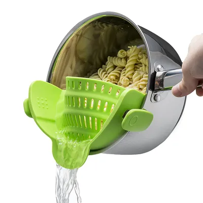 Universal Silicone Clip On Pan Pot Strainer Anti-spill Pasta Pot Strainer Food Grade Rice Fruit Colander Strainer