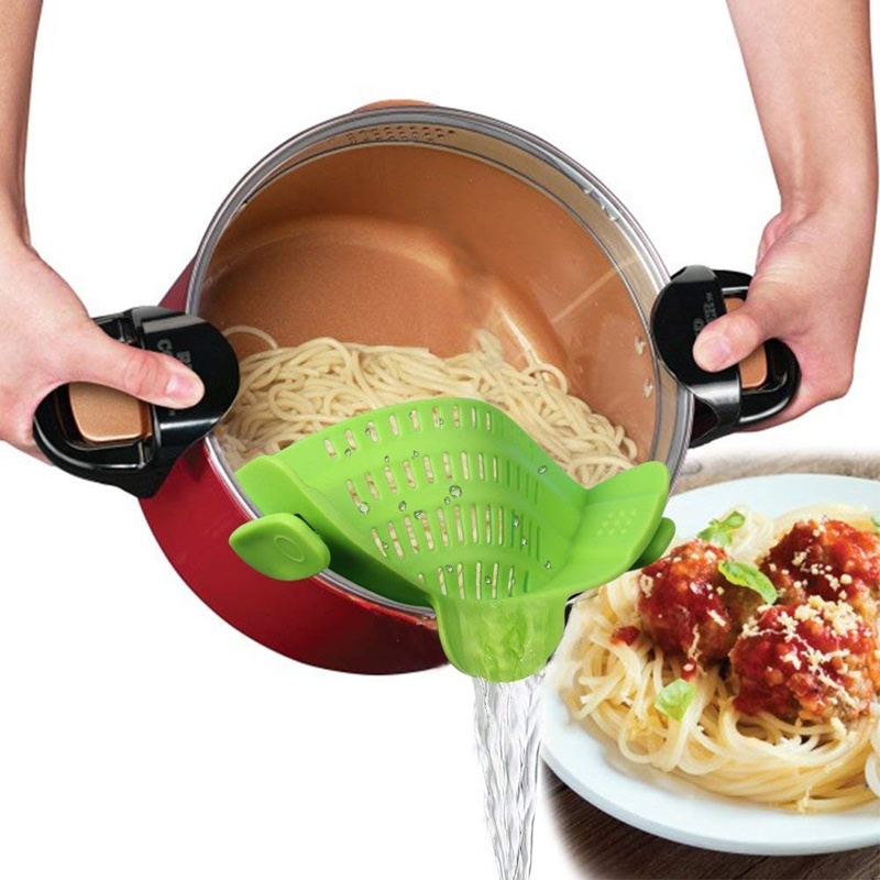 Universal Silicone Clip On Pan Pot Strainer Anti-spill Pasta Pot Strainer Food Grade Rice Fruit Colander Strainer