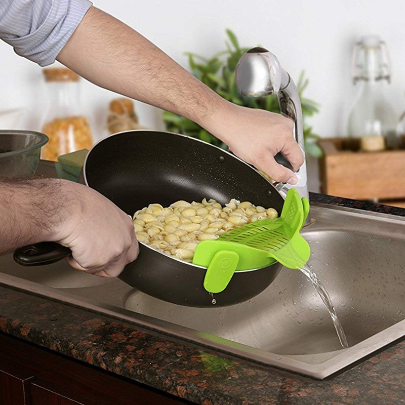 Universal Silicone Clip On Pan Pot Strainer Anti-spill Pasta Pot Strainer Food Grade Rice Fruit Colander Strainer
