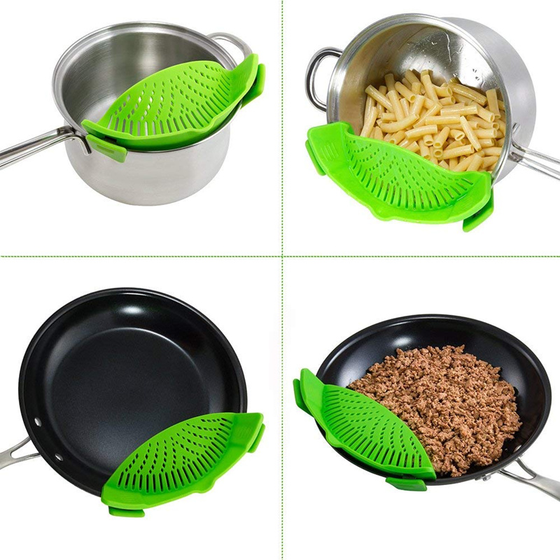 Universal Silicone Clip On Pan Pot Strainer Anti-spill Pasta Pot Strainer Food Grade Rice Fruit Colander Strainer